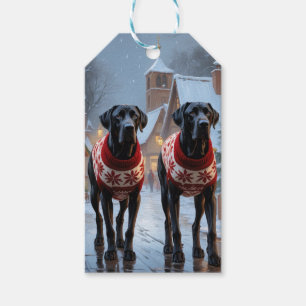 Great Dane Dogs Christmas Snow Holiday Gift Tags