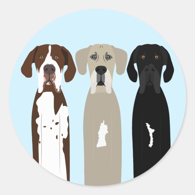 Great Dane Dogs Classic Round Sticker (Front)