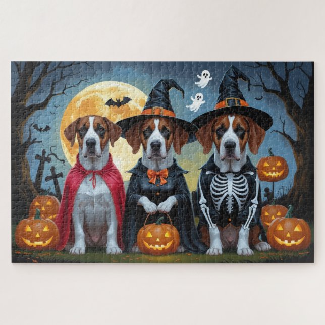 Great Dane Dogs Pumpkin Halloween Funny Jigsaw Puzzle (Horizontal)