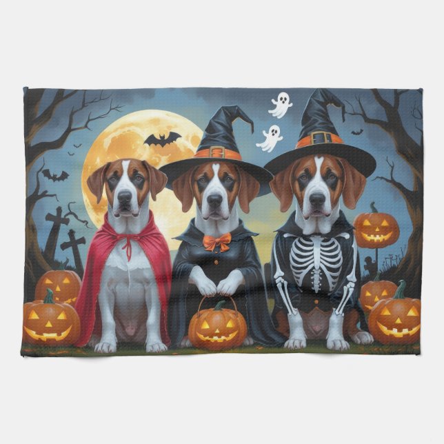 Great Dane Dogs Pumpkin Halloween Funny Kitchen Towel (Horizontal)