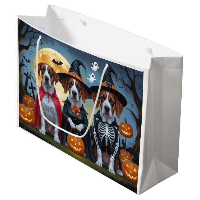 Great Dane Dogs Pumpkin Halloween Funny Large Gift Bag (Front Angled)