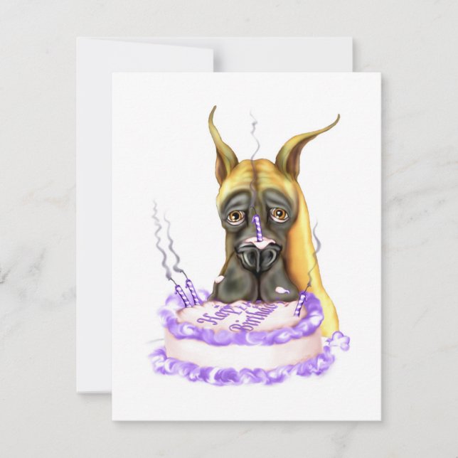 Great Dane Fawn Birthday Cake Invitation (Front)