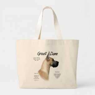 Great Dane (fawn) History Design Large Tote Bag