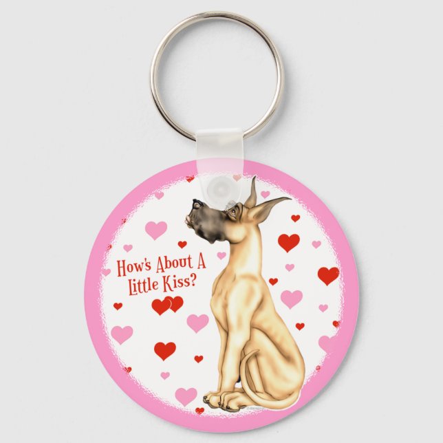 Great Dane Fawn Kiss Keychain (Front)