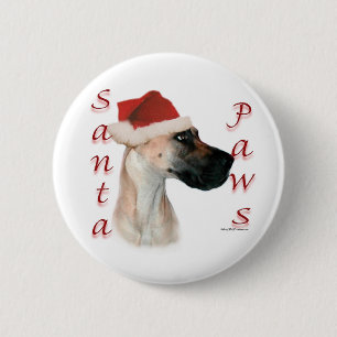 Great Dane (fawn) Santa Paws 2 Inch Round Button
