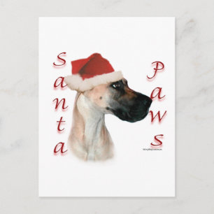 Great Dane (fawn) Santa Paws Holiday Postcard