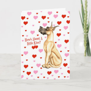 Great Dane Fawn Valentine's Day Kiss Holiday Card