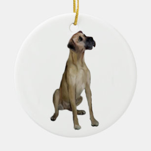 Great Dane - FawnSit - natural ears Ceramic Ornament