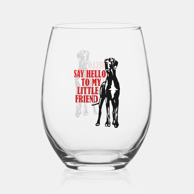 Great Dane fun Stemless Wine Glass (Front)
