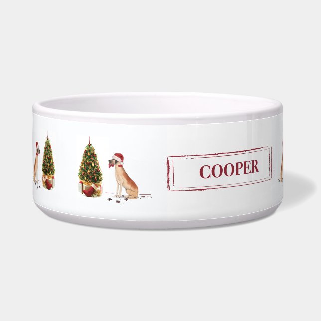 Great Dane Funny Christmas Dog with Tree (Left)