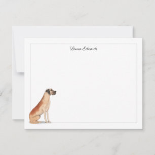 Great Dane Grey Border Personalized Stationery Card