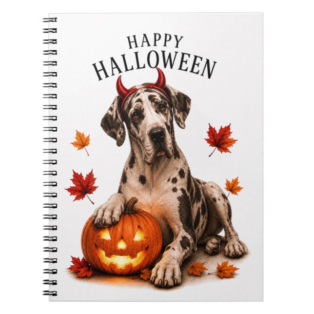 Great Dane Halloween Devil Dog Notebook (Front)
