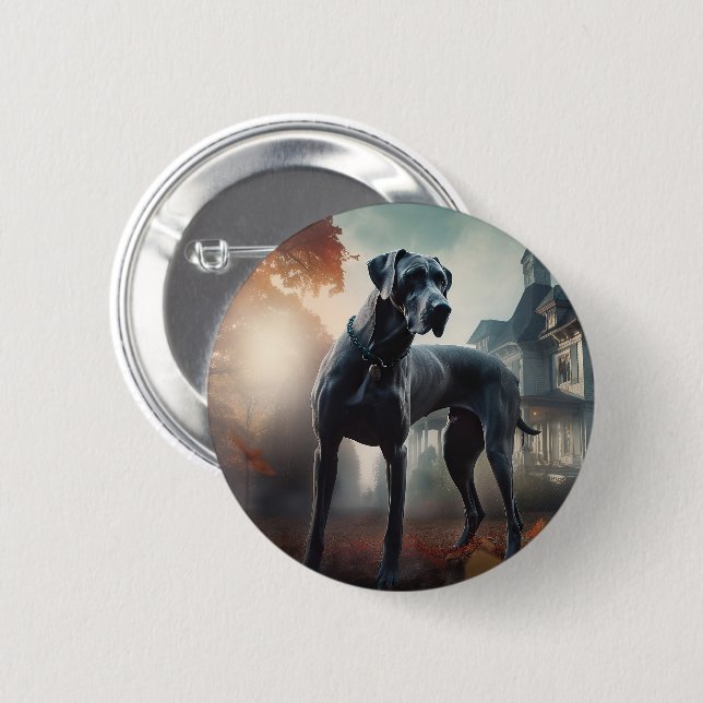 Great Dane Halloween Scary 2 Inch Round Button (Front & Back)