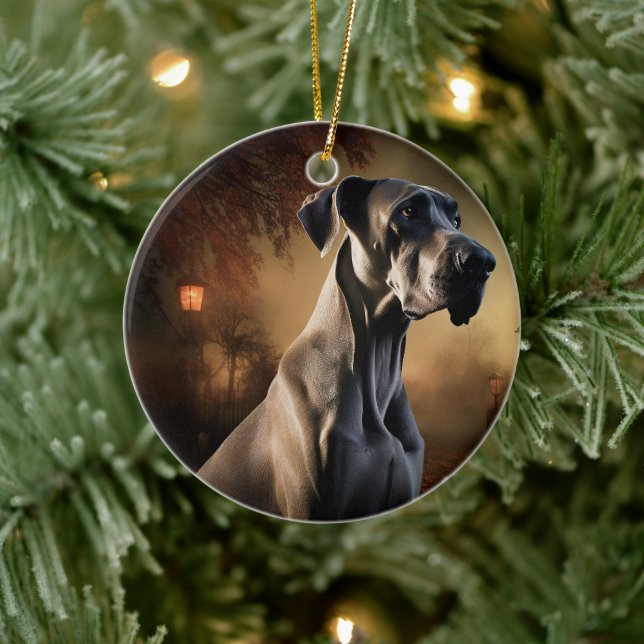 Great Dane Halloween Scary Ceramic Ornament (Tree)