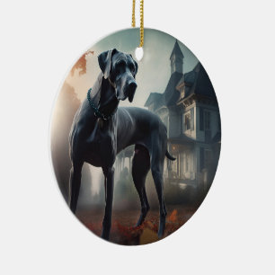Great Dane Halloween Scary Ceramic Ornament
