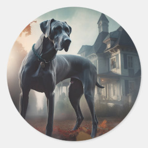 Great Dane Halloween Scary Classic Round Sticker