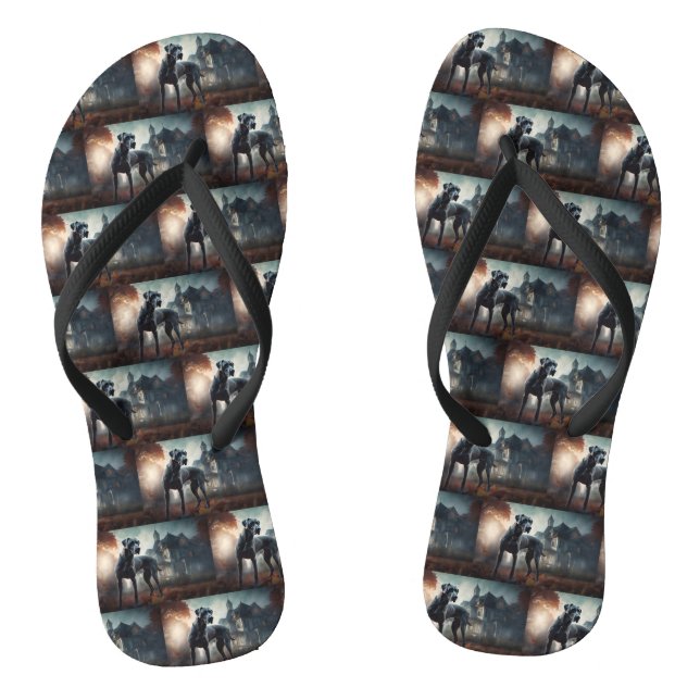 Great Dane Halloween Scary Flip Flops (Footbed)