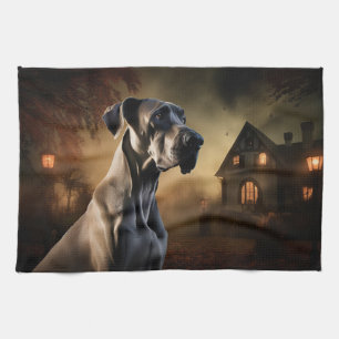 Great Dane Halloween Scary Kitchen Towel