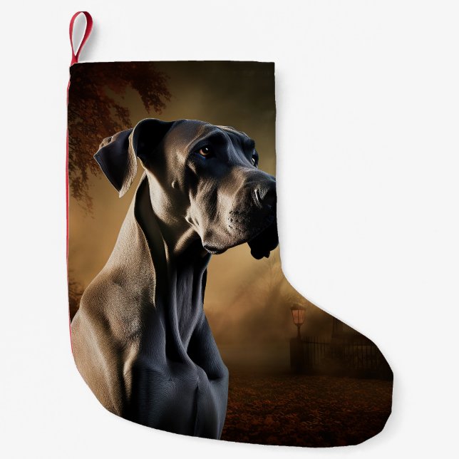 Great Dane Halloween Scary Small Christmas Stocking (Front)