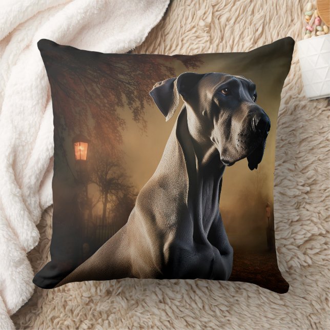 Great Dane Halloween Scary Throw Pillow (Blanket)