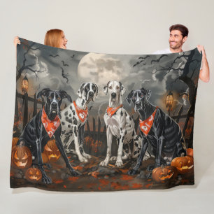 Great Dane Halloween Spooky Fleece Blanket