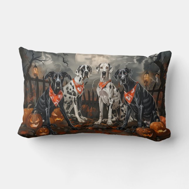 Great Dane Halloween Spooky Lumbar Pillow (Back)