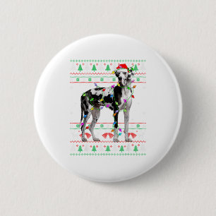 Great Dane Harlequin Dog Christmas Ugly Sweater Li 2 Inch Round Button