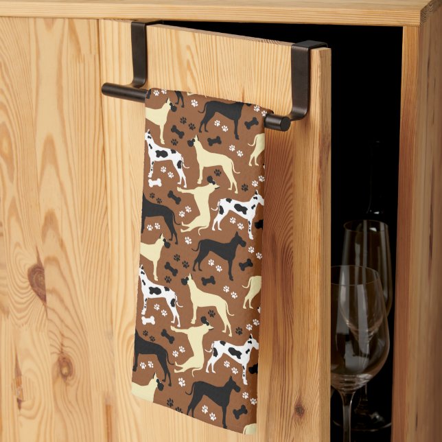 Great Dane Harlequin Fawn Black Danes Kitchen Towe Kitchen Towel (Thirds Fold)