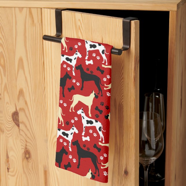 Great Dane Harlequin Fawn Black Danes Kitchen Towel (Thirds Fold)