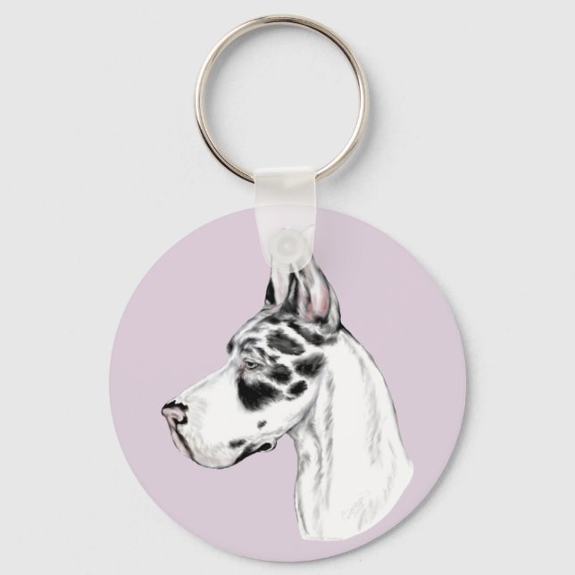 Great Dane Harlequin Feminine Keychain (Front)