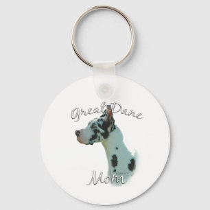 Great Dane (harlequin) Mom 2 Keychain