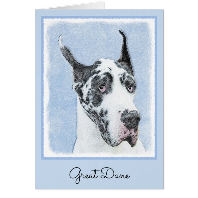 Great Dane (Harlequin) Painting - Original Dog Art (Front)
