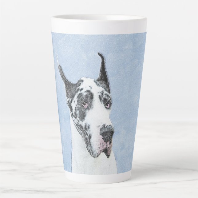 Great Dane (Harlequin) Painting - Original Dog Art Latte Mug (Front)