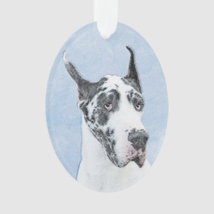 Great Dane (Harlequin) Painting - Original Dog Art Ornament