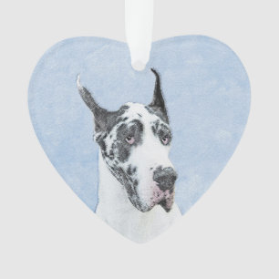 Great Dane (Harlequin) Painting - Original Dog Art Ornament