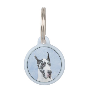 Great Dane (Harlequin) Painting - Original Dog Art Pet Tag