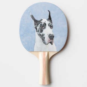 Great Dane (Harlequin) Painting - Original Dog Art Ping Pong Paddle