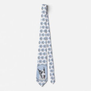 Great Dane (Harlequin) Painting - Original Dog Art Tie