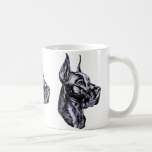 Great Dane Head Study Black Coffee Mug