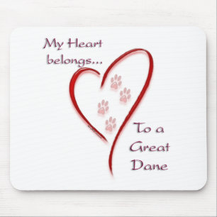 Great Dane Heart Belongs Mouse Pad
