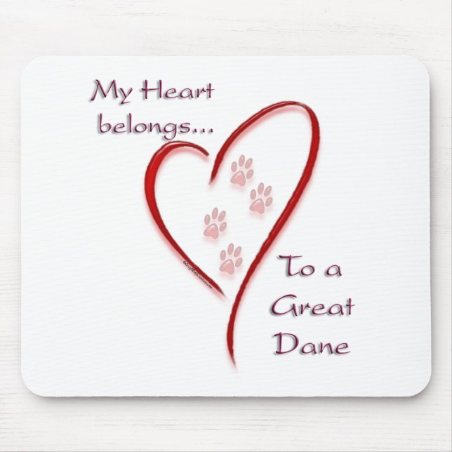 Great Dane Heart Belongs Mouse Pad (Front)