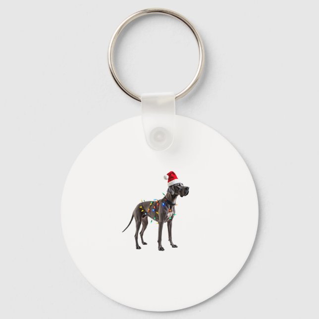 Great Dane Holiday Christmas Light  (1) Keychain (Front)