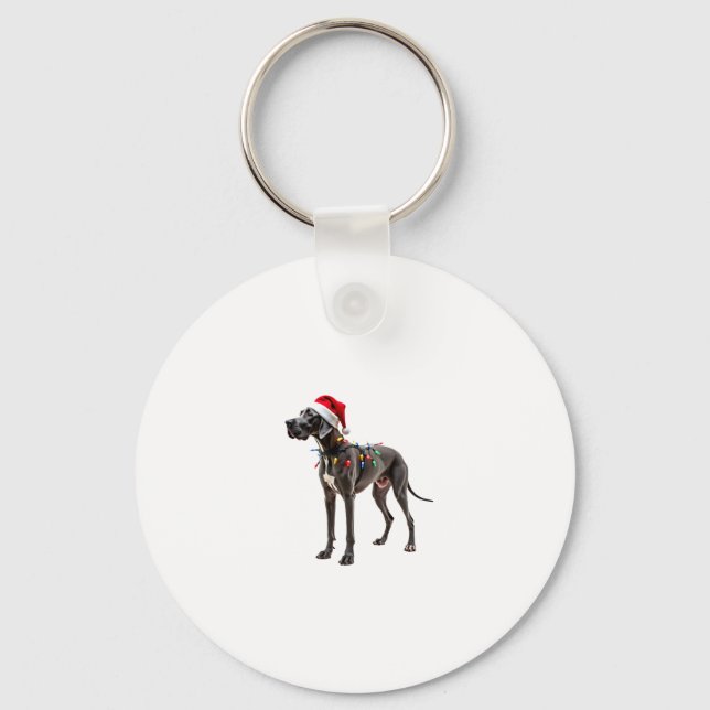 Great Dane Holiday Christmas Light  (2) Keychain (Front)