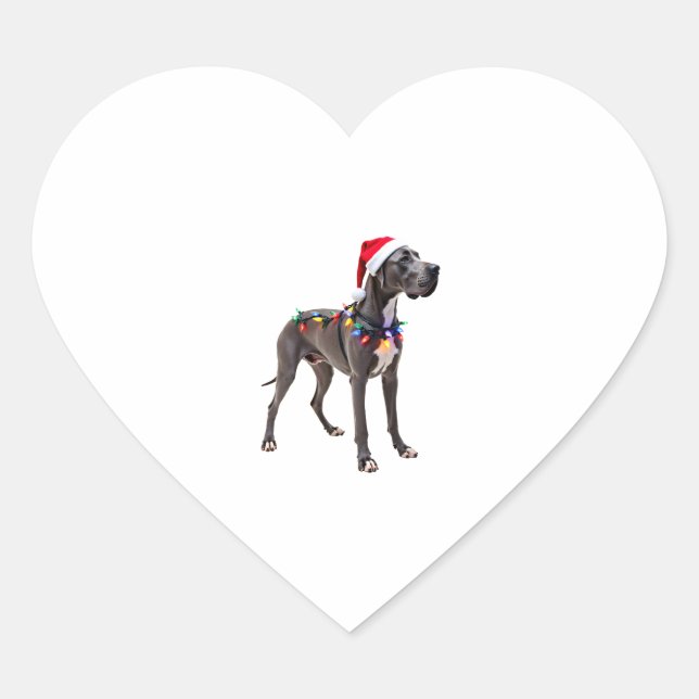 Great Dane Holiday Christmas Light  (3) Heart Sticker (Front)