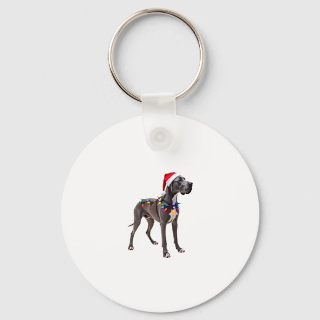 Great Dane Holiday Christmas Light  (3) Keychain (Front)