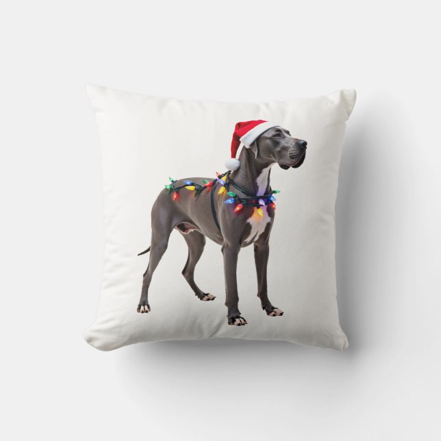 Great Dane Holiday Christmas Light  (3) Throw Pillow (Front)