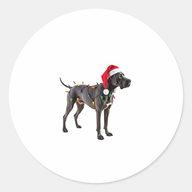 Great Dane Holiday Christmas Light  (4) Classic Round Sticker (Front)