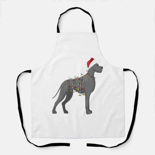 Great Dane Holiday Christmas Light  Apron (Front)