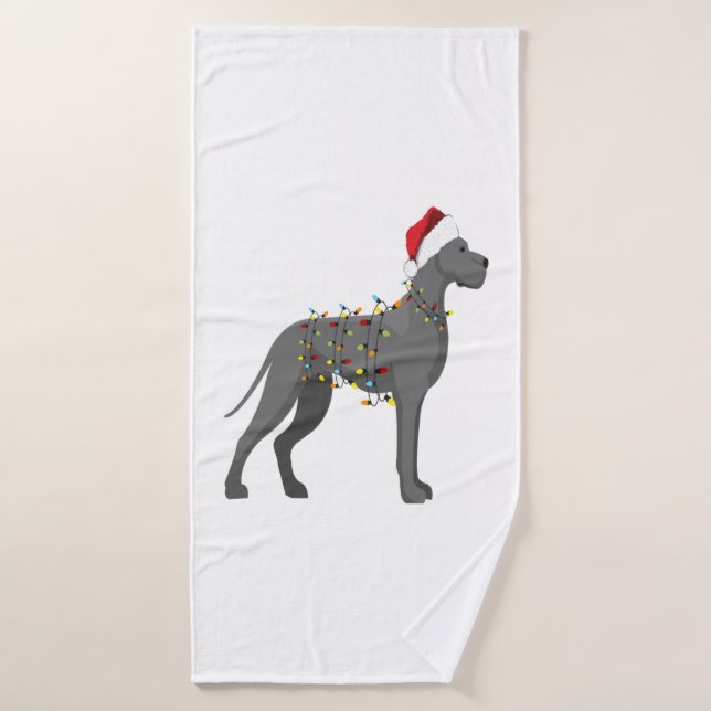 Great Dane Holiday Christmas Light  Bath Towel (Bath Towel)