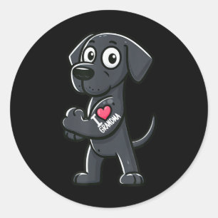 Great Dane I Love Grandma Funny Dog Tattoo  Classic Round Sticker
